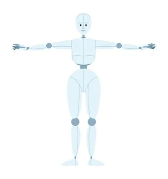 Humanoid robot exercising semi flat color vector character 스톡 일러스트