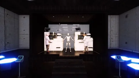  Humanoid Robot Factory Warehouse Stock Footage 258192512