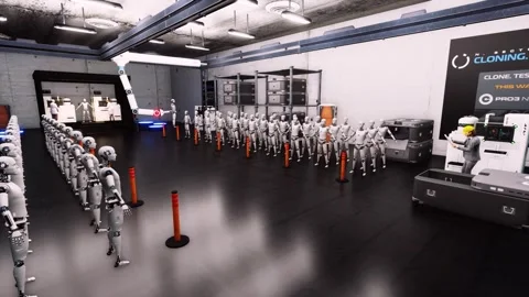  Humanoid Robot Factory Warehouse Stock Footage 258192730