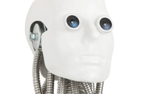 Humanoid robot head isolated on white Stock Photos