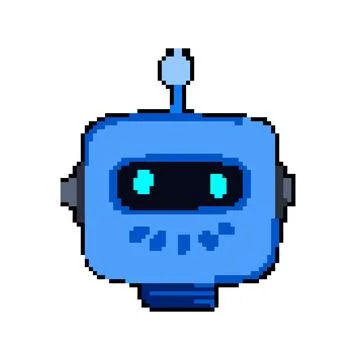 Humanoid robot head pixel art vector illustration Stock Illustration