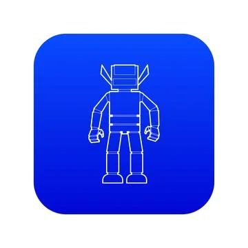 Humanoid robot icon blue Illustrazione stock