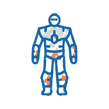 Humanoid robot icon doodle illustration Stock Illustration