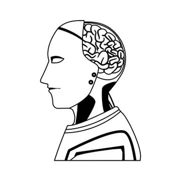 Humanoid robot icon, flat design Stock Illustration