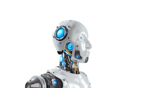 Humanoid Robot Isolated on white with clipping path, 3D rendering illustration Illustrazione stock