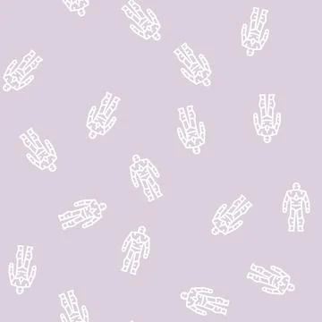 Humanoid robot line seamless pattern Stock Illustration