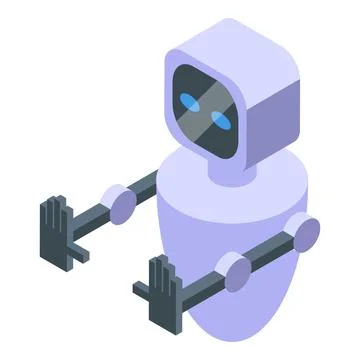 Humanoid robot making stop gesture with both hands presenting new technologie Stock Illustration