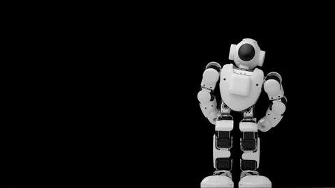 Humanoid robot moves. Stock Footage 125876940