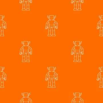 Humanoid robot pattern orange Stock Illustration