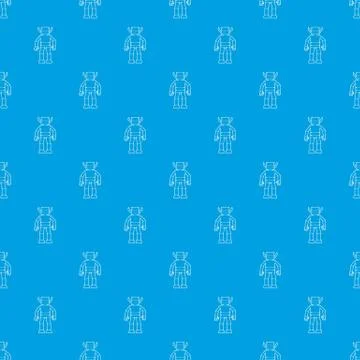 Humanoid robot pattern seamless blue Stock Illustration