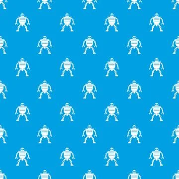 Humanoid robot pattern seamless blue 스톡 일러스트