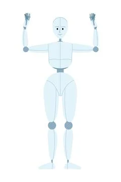 Humanoid robot performance semi flat color vector character Stock Illustration