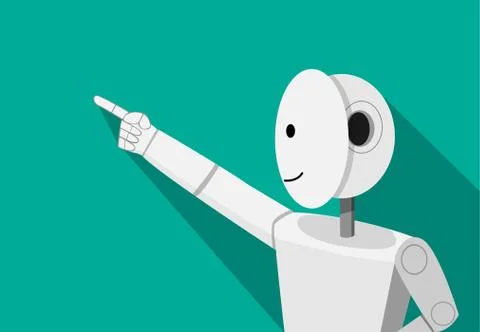 Humanoid robot pointing to something Stock Illustration