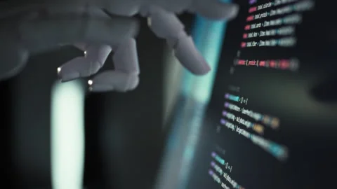 A humanoid robot powered by sophisticated software and artificial intelligen Vídeos de archivo 331475683