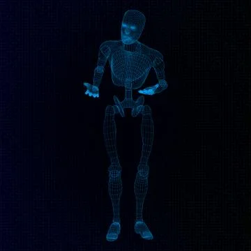 Humanoid Robot in a Questioning Pose Stock-Illustration