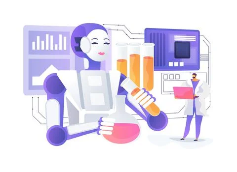 Humanoid Robot Research Lab abstract concept vector illustration. Stock Illustration