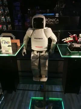 Humanoid robot in shop window Stock Photos