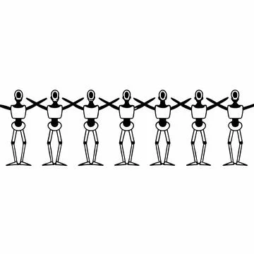 Humanoid Robot Silhouettes Vector: Repeating Patterns for Futuristic Roboti.. Stock Illustration