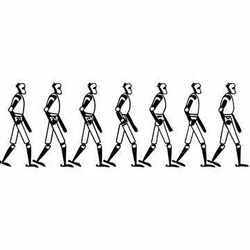 Humanoid Robot Silhouettes Vector: Repeating Patterns for Futuristic Roboti.. Stock Illustration