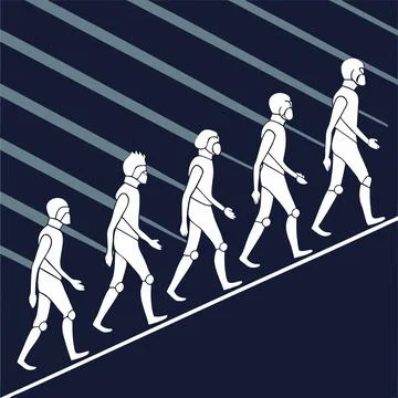 Humanoid Robot Silhouettes Vector: Repeating Patterns for Futuristic Roboti.. Stock Illustration