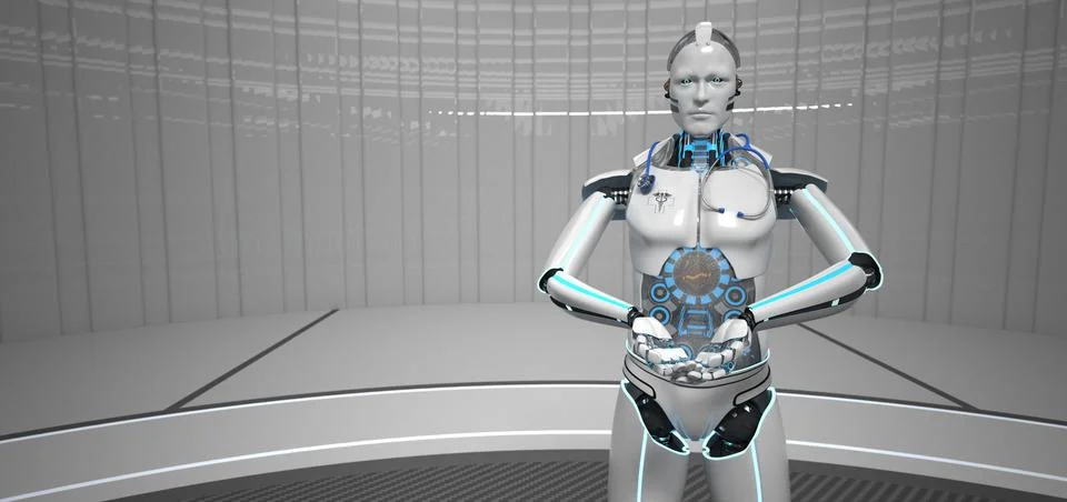 Humanoid Robot Stethoscope Stock Illustration