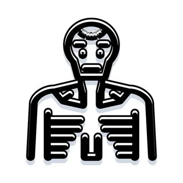Humanoid robot system icon showing artificial intelligence 库存插图