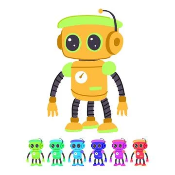Humanoid robot toy vector cartoon graphic Stock Illustration