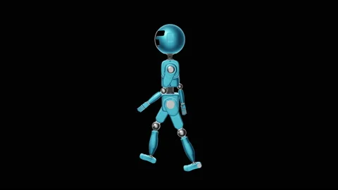 Humanoid robot walking on black background. Stock Footage 142918450