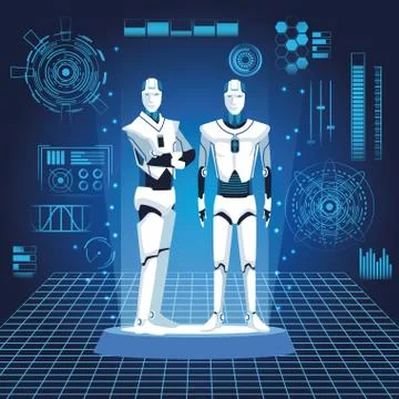 Humanoid robots avatars Stock Illustration