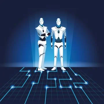 Humanoid robots avatars 스톡 일러스트