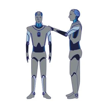 Humanoid robots icon, artificial intelligence design , Illustrazione stock