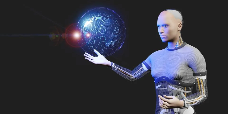 Humanoid robots for learning AI big data analytics and artificial intellige.. イラスト素材