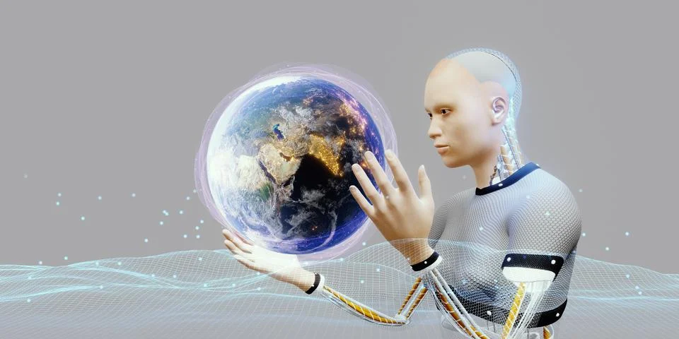 Humanoid robots for learning AI big data analytics and artificial intellige.. イラスト素材