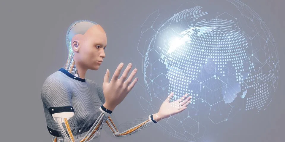 Humanoid robots for learning AI big data analytics and artificial intellige.. イラスト素材