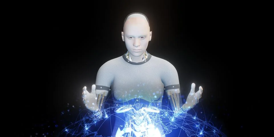 Humanoid robots for learning AI big data analytics and artificial intellige.. イラスト素材