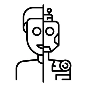 Humanoid in section icon, outline style Illustrazione stock