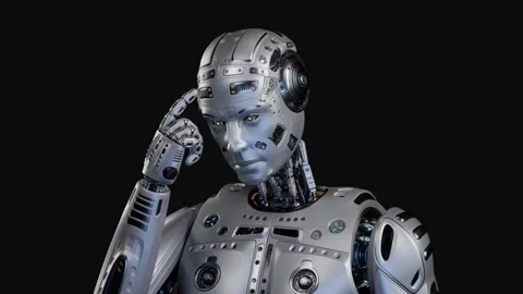 HUMANOID TOUCHING HEAD 1 Video stock 255940516