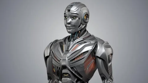 HUMANOID TURN AROUND-bright Video stock 254344840