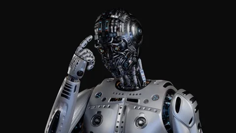 HUMANOID UNMASKED TOUCHING HEAD Stock Footage 255943433