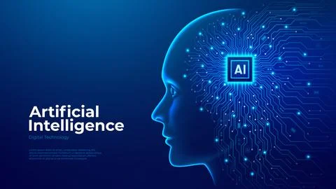 Humanoid visualization of digital AI Agent Stockillustratie