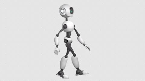 A humanoid walking robot. Looped 2D animation. Alpha channel. Vídeos de archivo 142876821