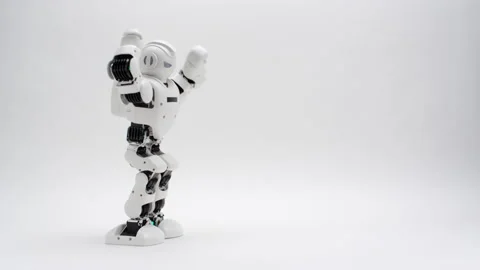 Humanoid white robot dancing Stock Footage 169815274
