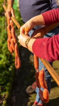 Humanos con chorizos Stock Photos