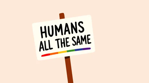 Humans All the Same Pride Equality Message Animation Background Stock-Footage 335348503