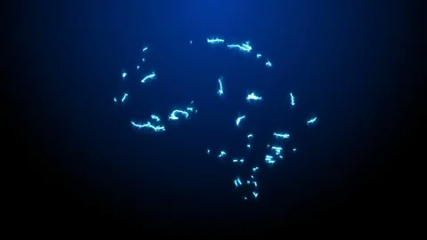 Human's brain appearing from the electricity wire on the dark blue background Video stock 101204107