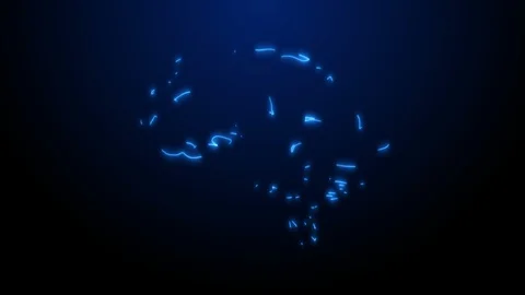 Human's brain appearing from the neon shining wire on the dark blue background Stock Footage 101603085
