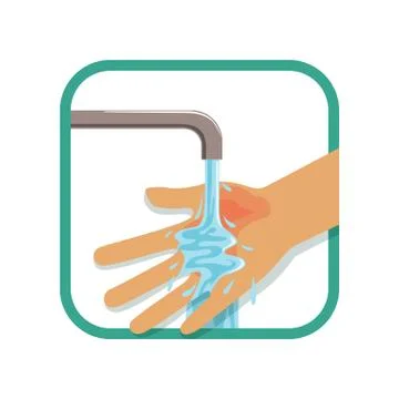 Human's burned hand under cool running water. Treatment for first degree burns Stockillustratie