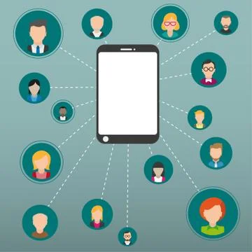 Humans Connection Network Smartphone Stock Illustration