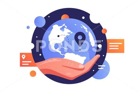 Humans hand holding planet earth Stock Illustration