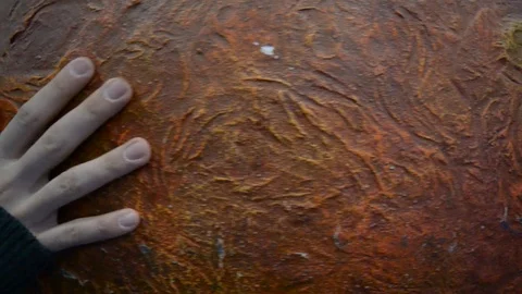 Human's hand rotating planet Mars Stock Footage 70815075